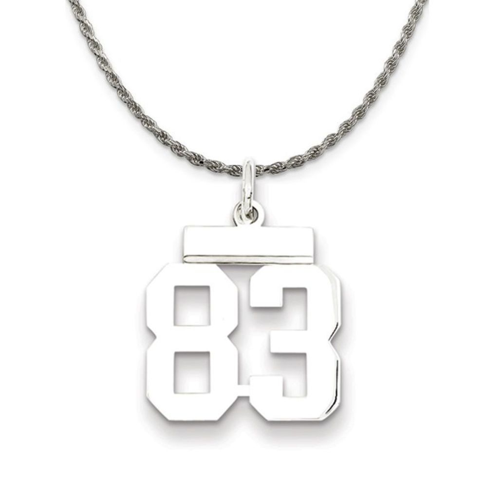 Sterling Silver Athletic Lg Polished Number 83 Necklace - 18 Inch